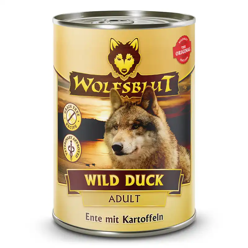 Preis Gesenkt WOLFSBLUT Wild Duck Ente mit Kartoffeln 395g Hundenassfutter